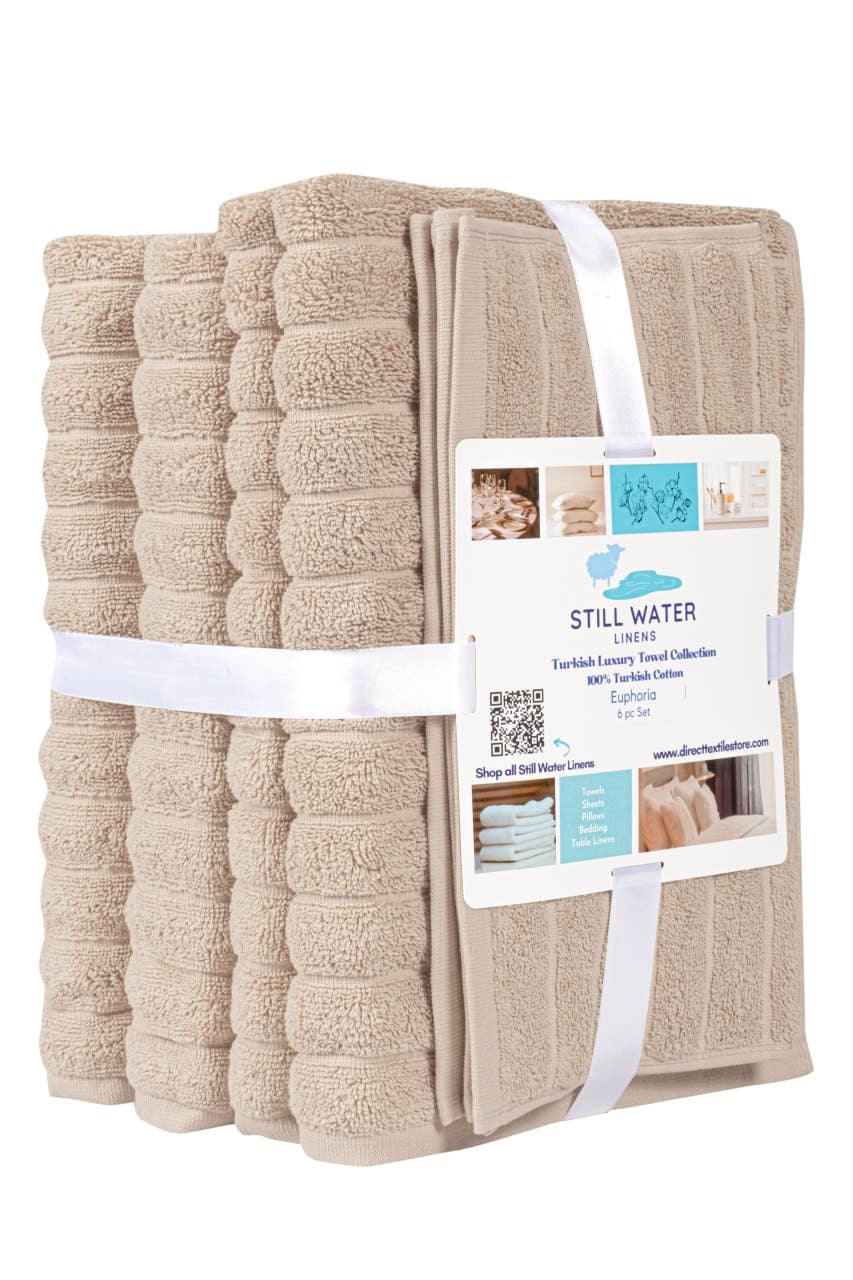 Euphoria Luxury 6-Piece Turkish Cotton Towel Set - Beige: