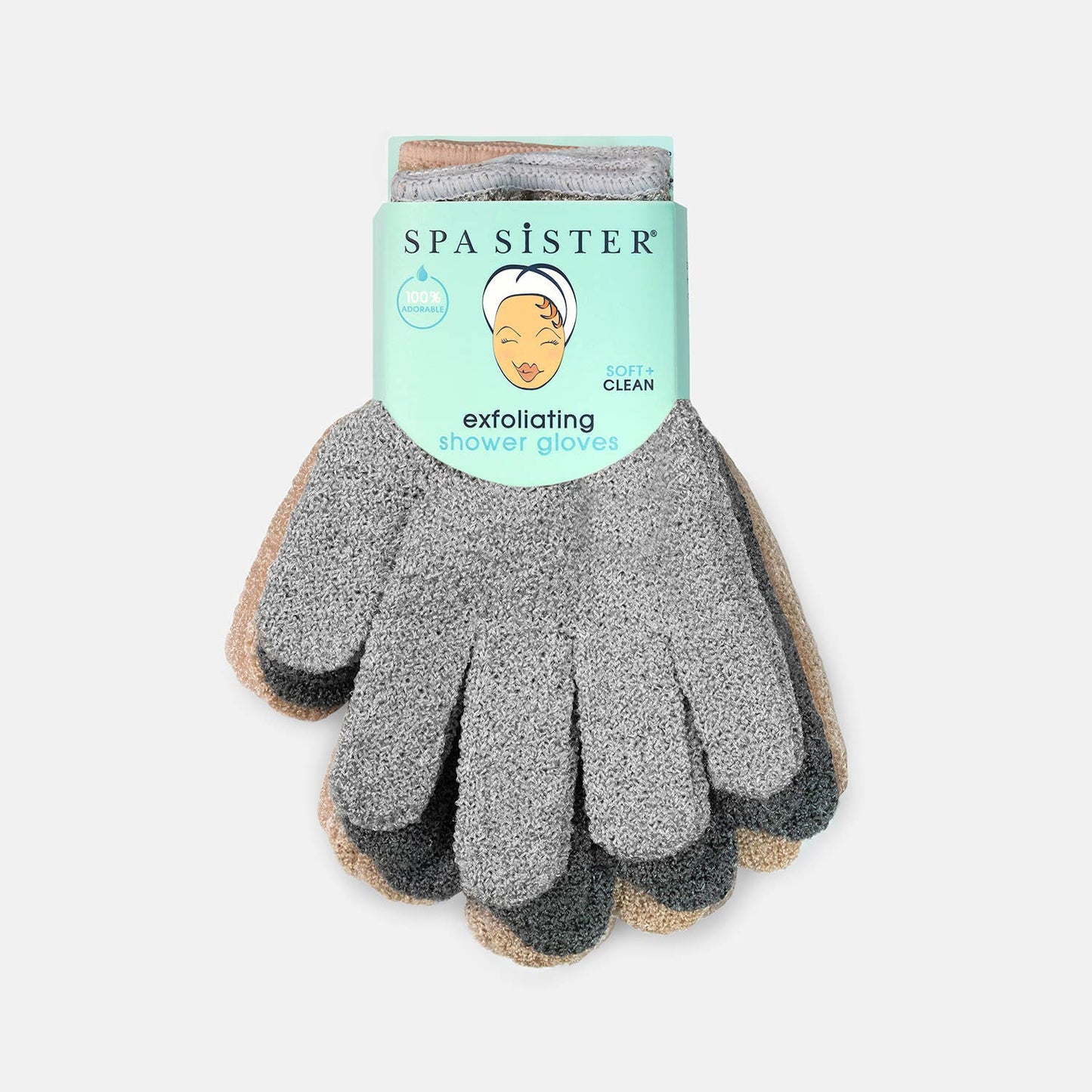 Exfoliating Shower Gloves - Three Pairs: GREY / CHARCOAL / BEIGE