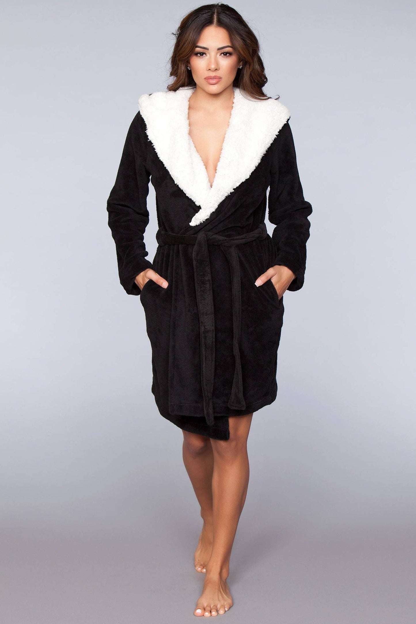 Plush Fleece Robe: BLACK