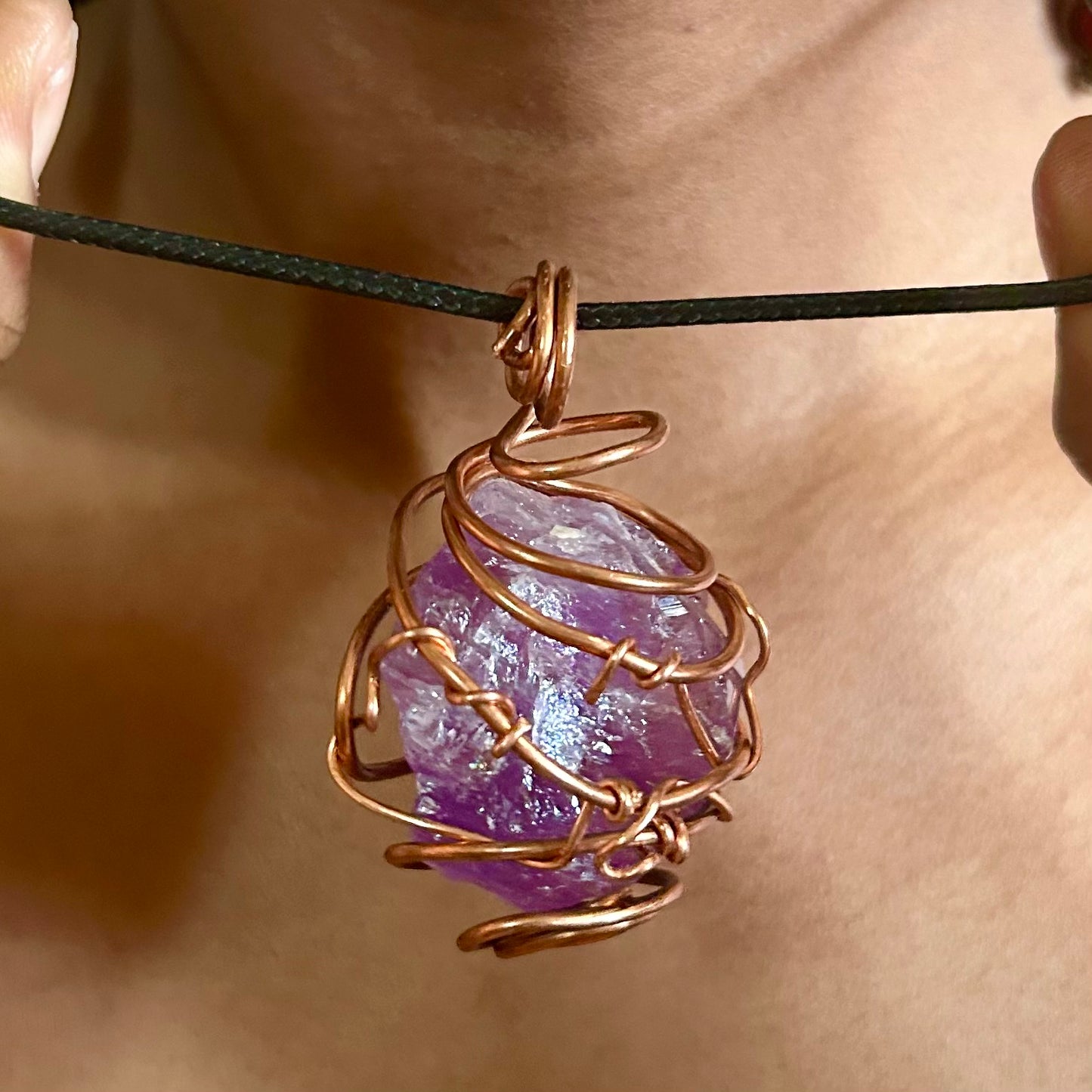 Custom Purple Amethyst Crystal Necklace