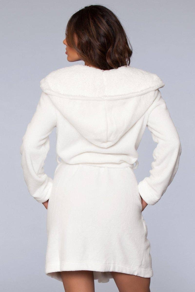 Plush Fleece Robe: WHITE S/M