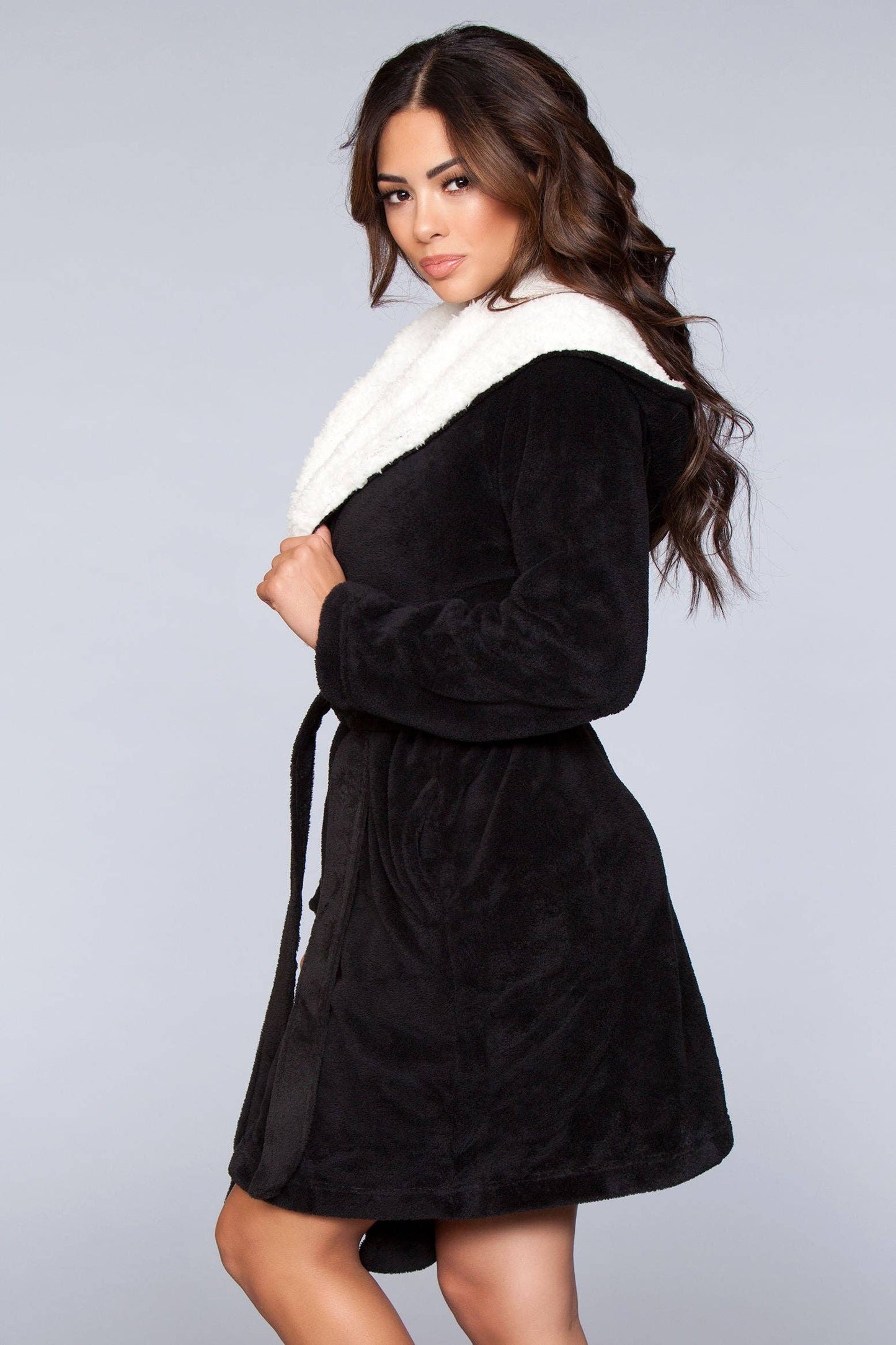 Plush Fleece Robe: BLACK