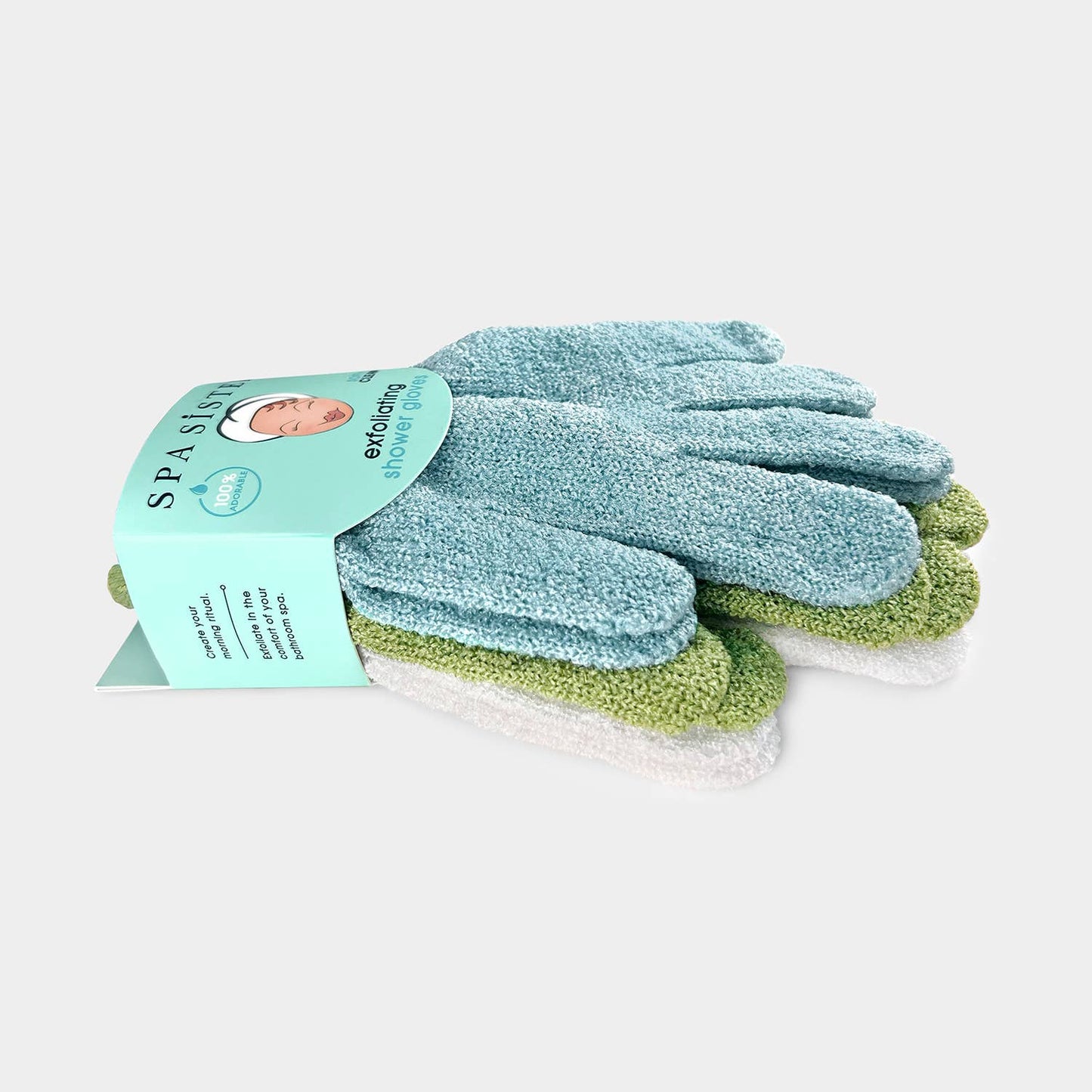 Exfoliating Shower Gloves - Three Pairs: GREY / CHARCOAL / BEIGE