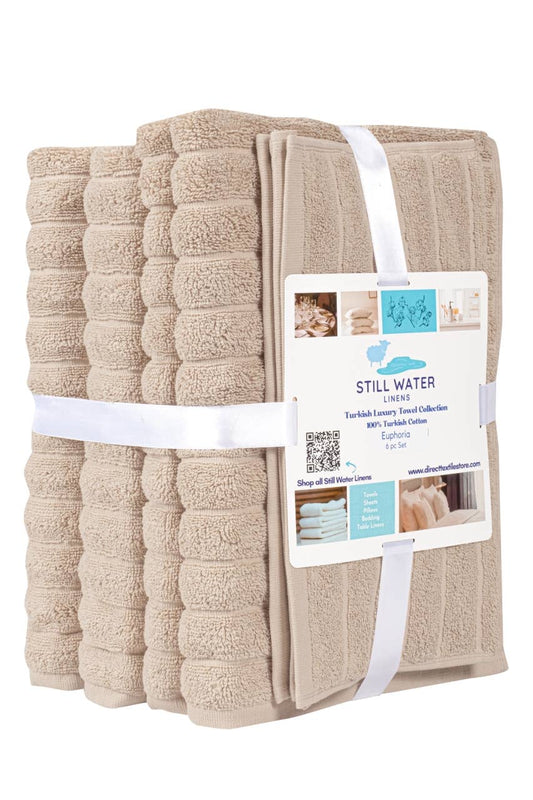 Euphoria Luxury 6-Piece Turkish Cotton Towel Set - Beige: