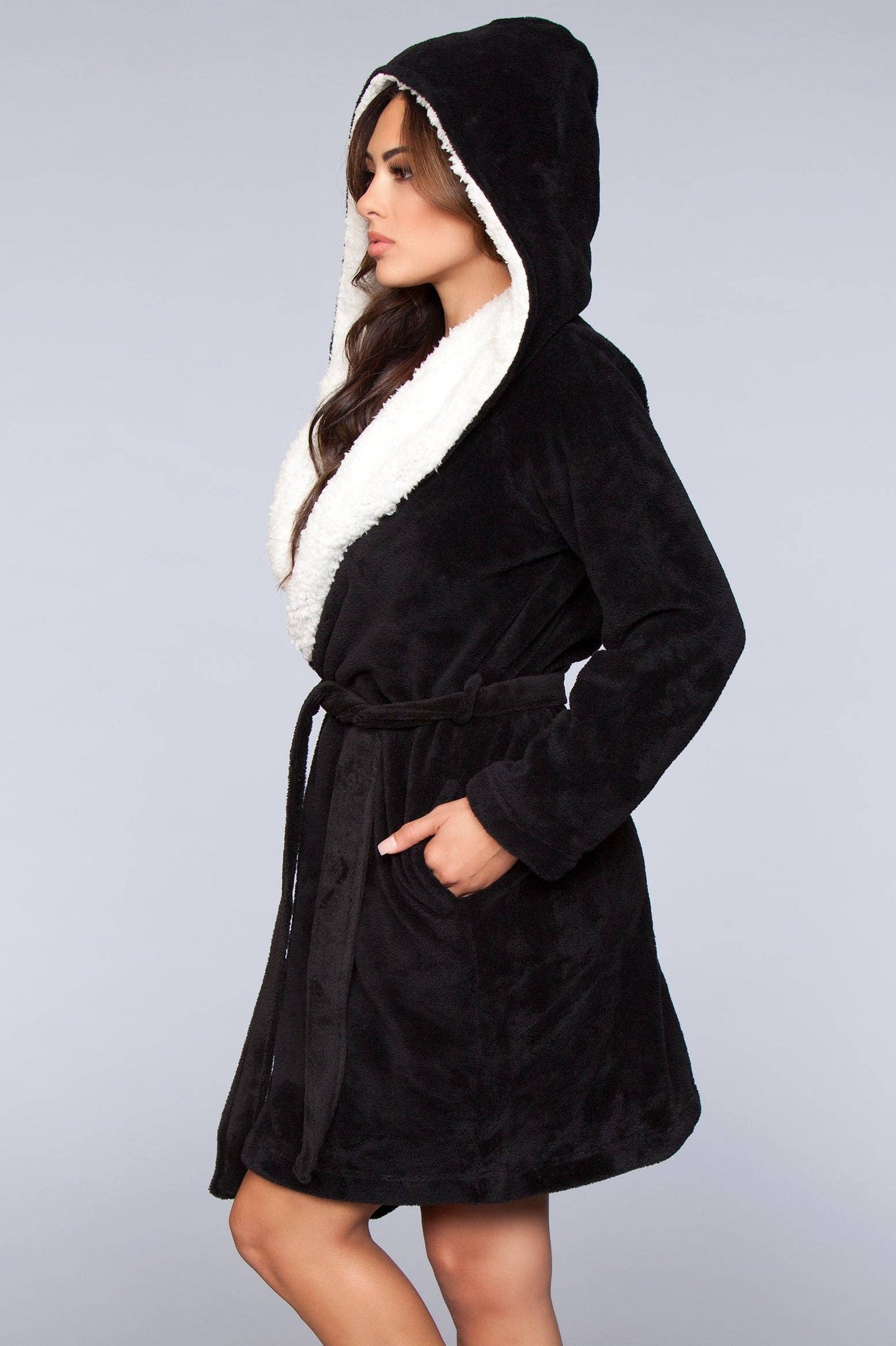 Plush Fleece Robe: BLACK