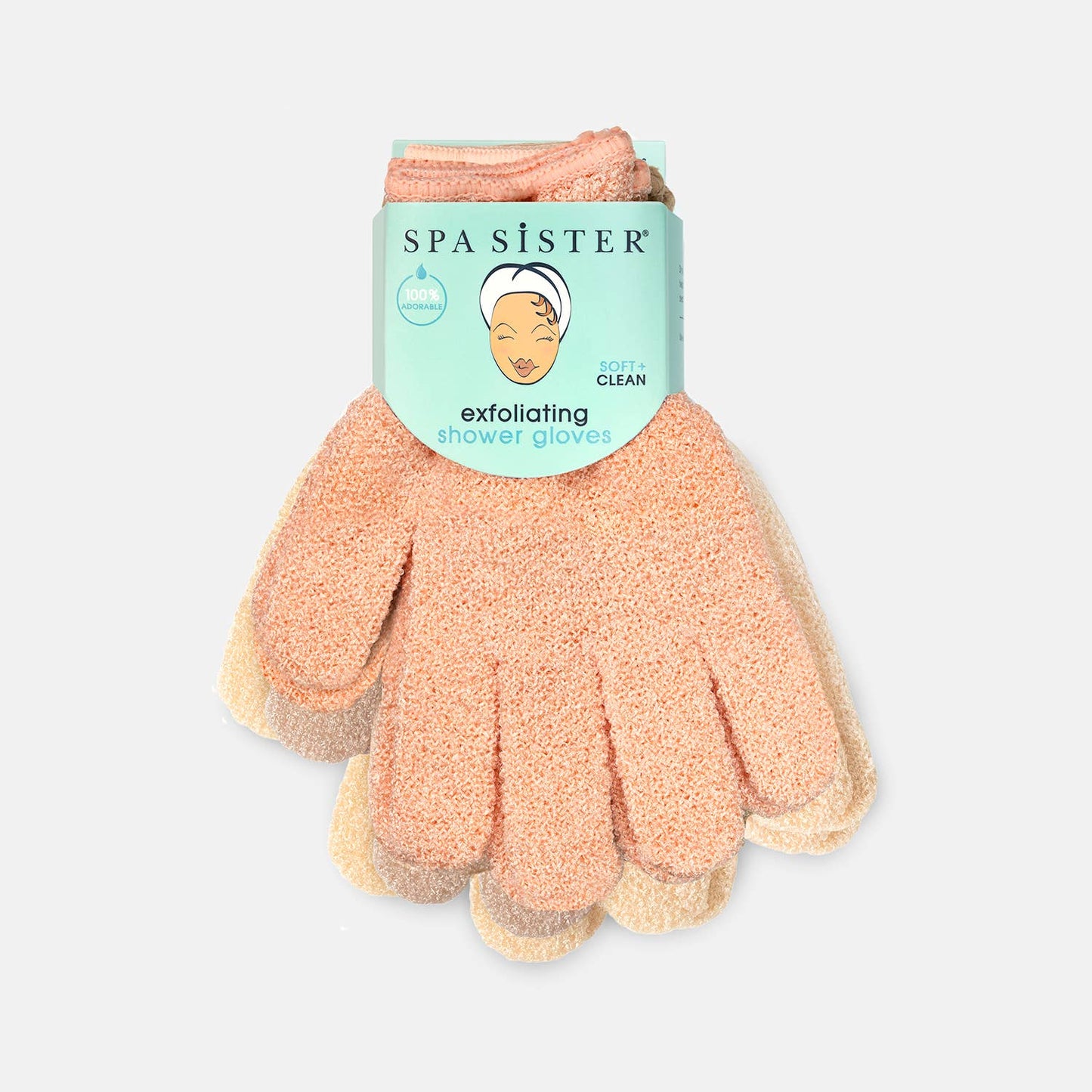 Exfoliating Shower Gloves - Three Pairs: PEACH / BEIGE / CREAM